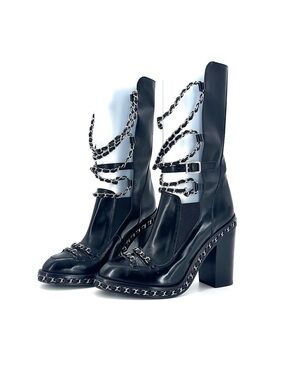 Chanel Fall 2013 Karl Lagerfeld Chain Obsession Patent Leather Boots 39